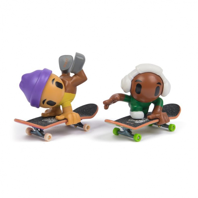 Tech Deck SK8 Crew fingerboard με διπλή συσκευασία φιγούρας, μοβ καπέλο και λευκά ακουστικά