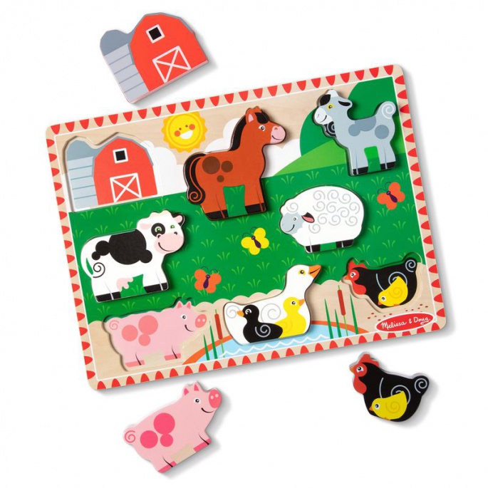 Melissa & Doug ξύλινο παζλ με ζώα στη φάρμα