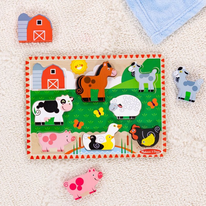 Melissa & Doug ξύλινο παζλ με ζώα στη φάρμα