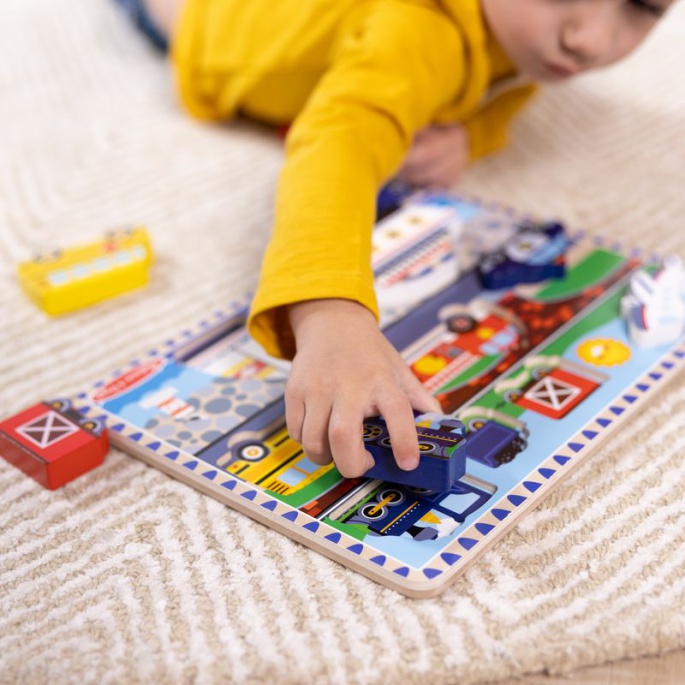 Κλασικό ξύλινο παζλ οχημάτων Melissa & Doug