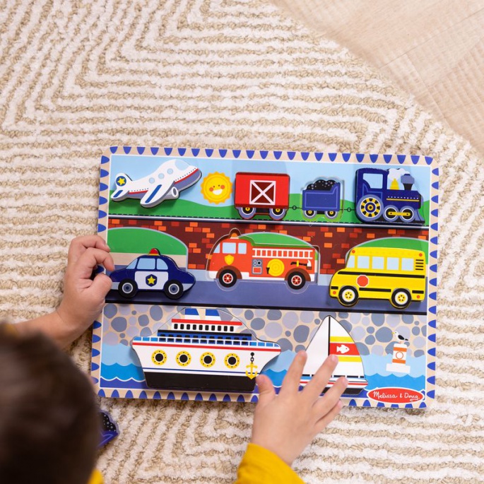 Κλασικό ξύλινο παζλ οχημάτων Melissa & Doug