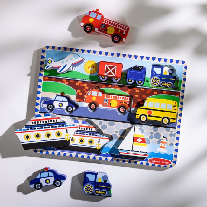 Κλασικό ξύλινο παζλ οχημάτων Melissa & Doug