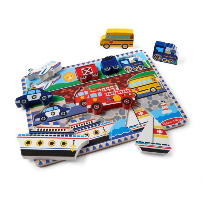Κλασικό ξύλινο παζλ οχημάτων Melissa & Doug