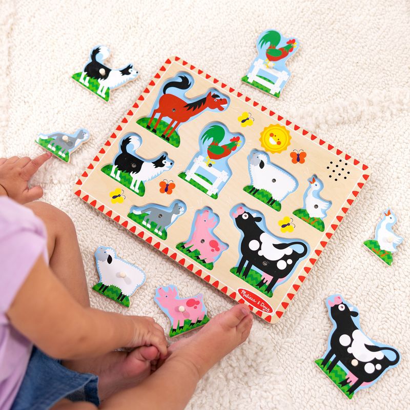 Melissa & Doug ξύλινο παζλ με ηχητικά εφέ ζώων στη φάρμα