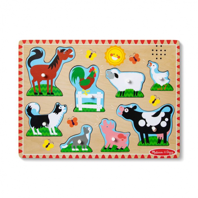 Melissa & Doug ξύλινο παζλ με ηχητικά εφέ ζώων στη φάρμα
