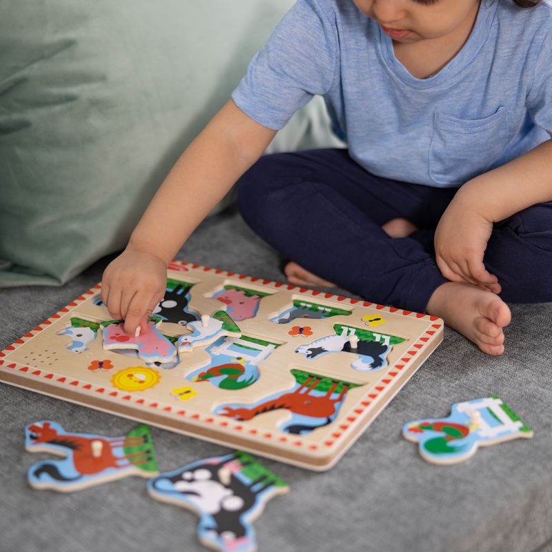 Melissa & Doug ξύλινο παζλ με ηχητικά εφέ ζώων στη φάρμα