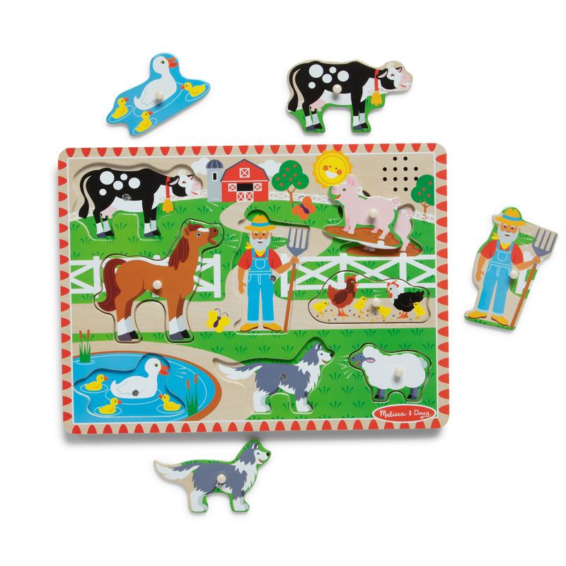 Melissa & Doug ξύλινο παζλ με ηχητικά εφέ Old MacDonald Farm