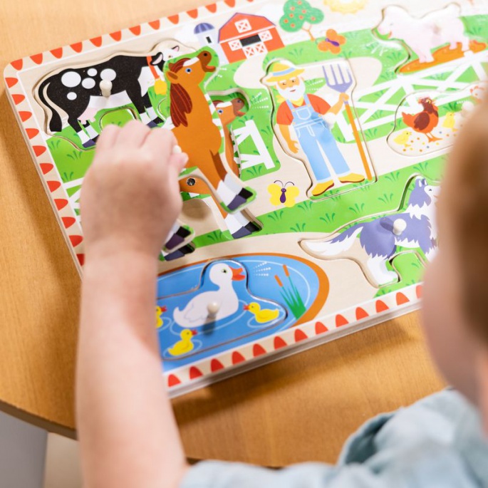 Melissa & Doug ξύλινο παζλ με ηχητικά εφέ Old MacDonald Farm