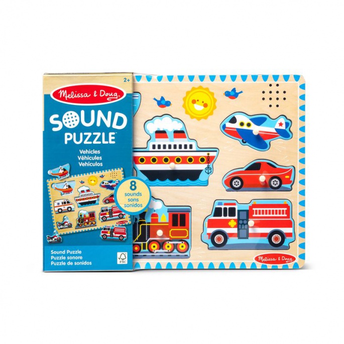 Melissa & Doug ξύλινο παζλ με ηχητικά εφέ μεταφορικά μέσα