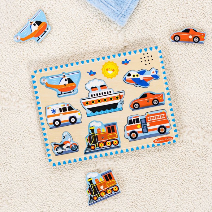 Melissa & Doug ξύλινο παζλ με ηχητικά εφέ μεταφορικά μέσα