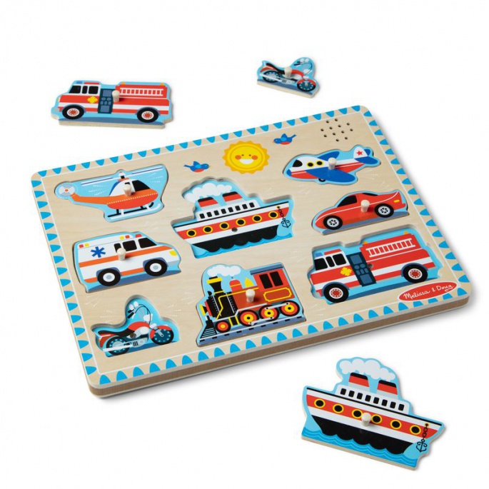 Melissa & Doug ξύλινο παζλ με ηχητικά εφέ μεταφορικά μέσα