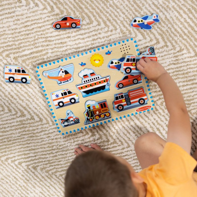 Melissa & Doug ξύλινο παζλ με ηχητικά εφέ μεταφορικά μέσα