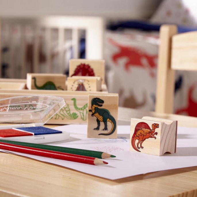 Ξύλινα σφραγιδάκια Melissa & Doug με πλέσιμα χρώματα Δεινόσαυροι