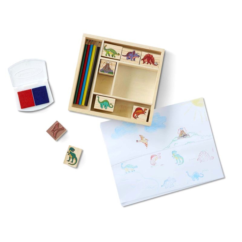Ξύλινα σφραγιδάκια Melissa & Doug με πλέσιμα χρώματα Δεινόσαυροι
