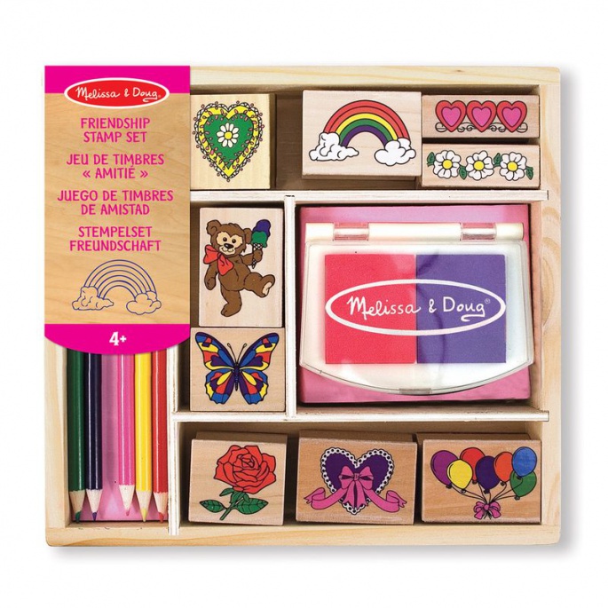 Ξύλινα σφραγίδες με πλεντά μελάνια Melissa & Doug χαρούμενοι φίλοι
