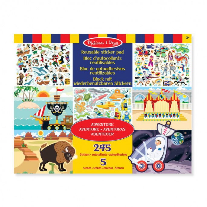 Melissa & Doug αυτοκόλλητα επαναχρησιμοποιήσιμα με υπόστρωμα - περιπέτεια