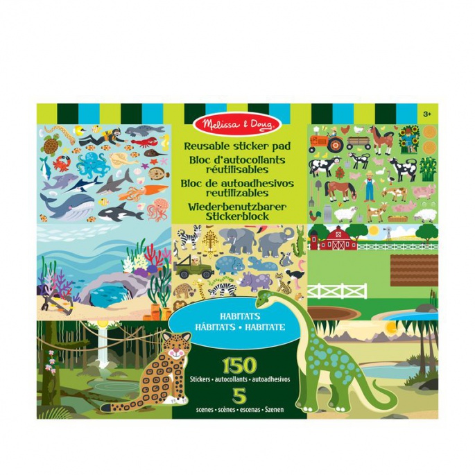Melissa & Doug αυτοκόλλητα επαναχρησιμοποιούμενα με σετ - κόσμος των ζώων