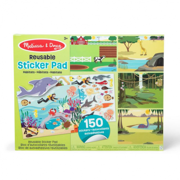 Melissa & Doug αυτοκόλλητα επαναχρησιμοποιούμενα με σετ - κόσμος των ζώων