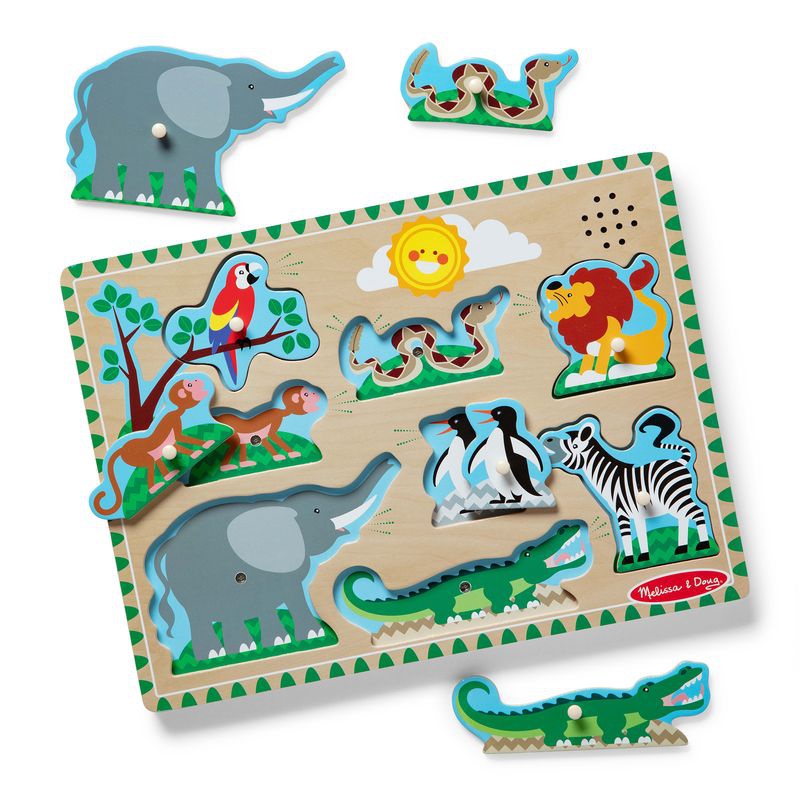 Melissa & Doug ξύλινο παζλ με ηχητικά εφέ ζώων από τον ζωολογικό κήπο