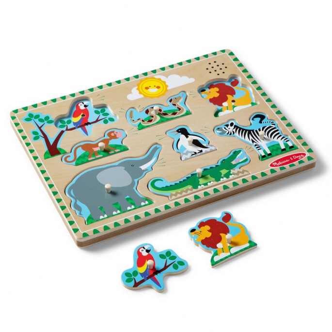 Melissa & Doug ξύλινο παζλ με ηχητικά εφέ ζώων από τον ζωολογικό κήπο