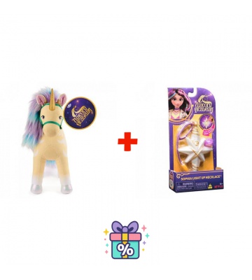 Σετ προσφοράς: Unicorn Academy λούτρινος μονόκερος Leaf 38 cm + κολιέ με δαχτυλίδι