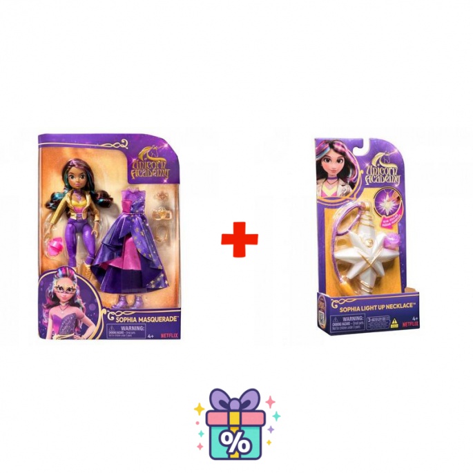 Προνομιακό Σετ: Unicorn Academy Ντελουξ Κούκλα Sophia 24 cm + Κολιέ με Δαχτυλίδι