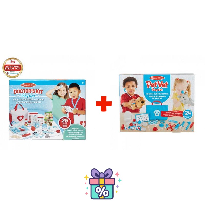 Σετ Προσφοράς: Melissa & Doug Ιατρικό Παιχνίδι + Παιχνίδι Κτηνιατρείου