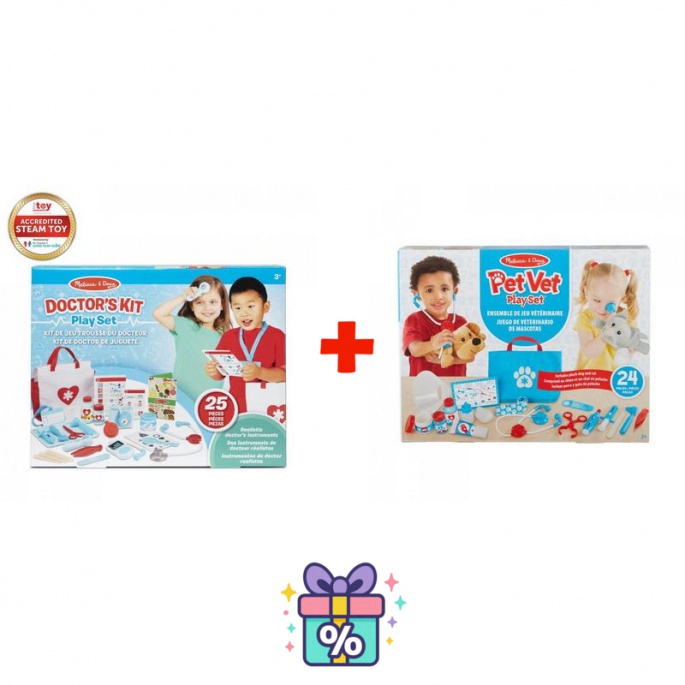 Σετ Προσφοράς: Melissa & Doug Ιατρικό Παιχνίδι + Παιχνίδι Κτηνιατρείου