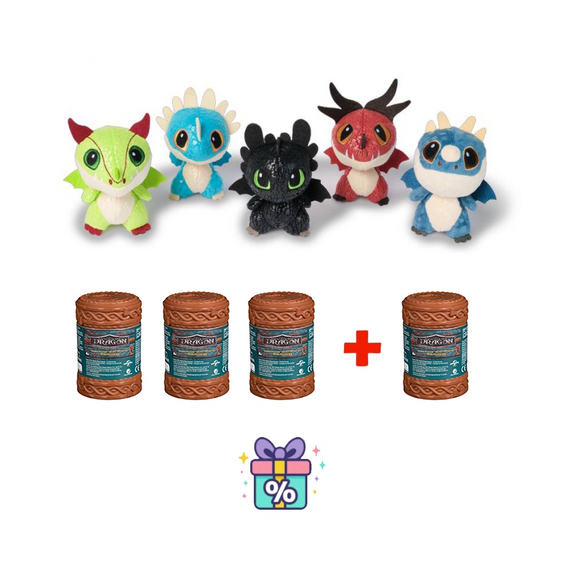 ΠΡΟΣΦΟΡΑ 3+1 δώρο: Πώς να Εκπαιδεύσετε το Δράκο σας - 4 λούτρινοι δράκοι σε βαρέλι στην τιμή των 3