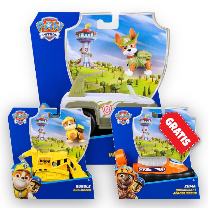 ΠΡΟΣΦΟΡΑ: Paw Patrol βασικά οχήματα Tracker + Rubble + Zuma ΔΩΡΕΑΝ