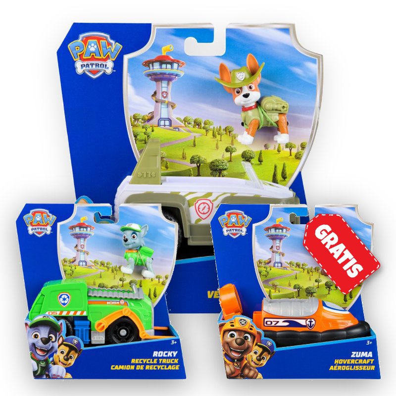 ΠΡΟΣΦΟΡΑ: Paw Patrol βασικά οχήματα Tracker + Rocky + Zuma ΔΩΡΕΑΝ