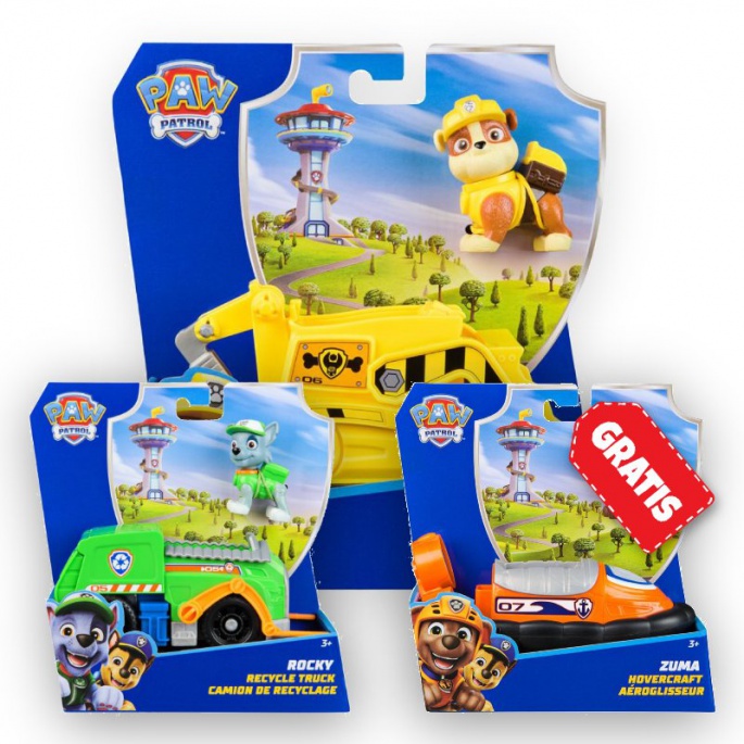 ΠΡΟΣΦΟΡΑ: Paw Patrol βασικά οχήματα Rubble + Rocky + Zuma ΔΩΡΕΑΝ