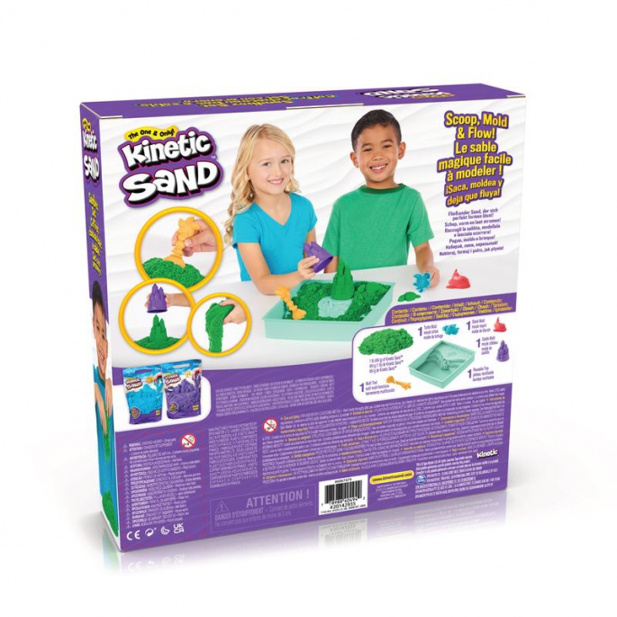 Kinetic Sand κουτί με ρευστή άμμο και πράσινη βάση