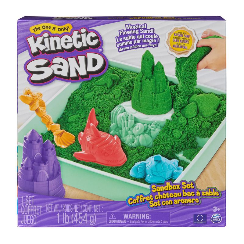 Kinetic Sand κουτί με ρευστή άμμο και πράσινη βάση