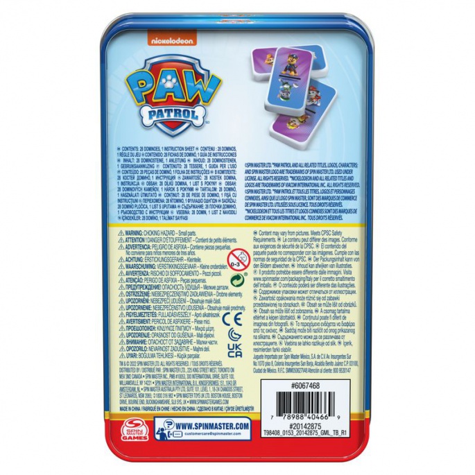 Spin Master Games Παιχνίδι Ντόμινο Paw Patrol σε Μεταλλικό Κουτί